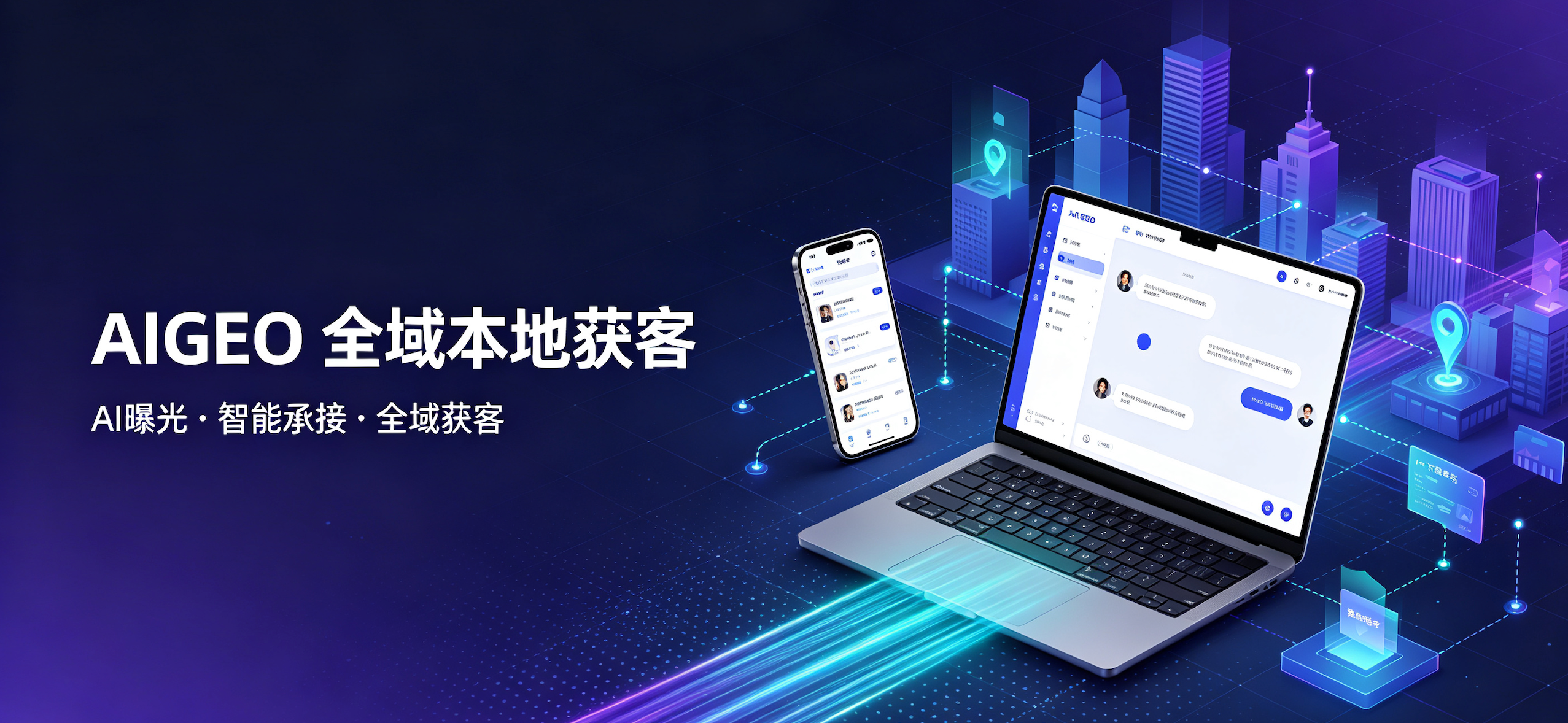 AIGEO 全域本地获客，GEO 生成式搜索优化，企业 AI 智能体全域获客解决方案